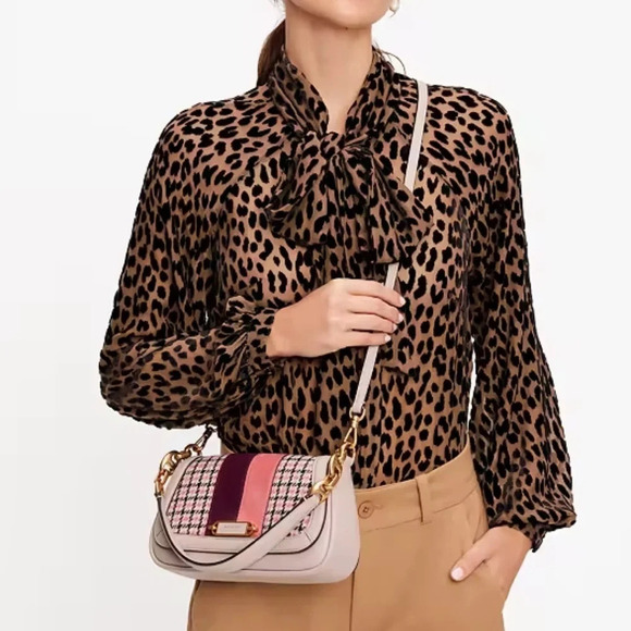 Kate Spade ♠️ Gramercy Racing Stripe Plaid Twill Small Shoulder Baguette Bag - Picture 3 of 8